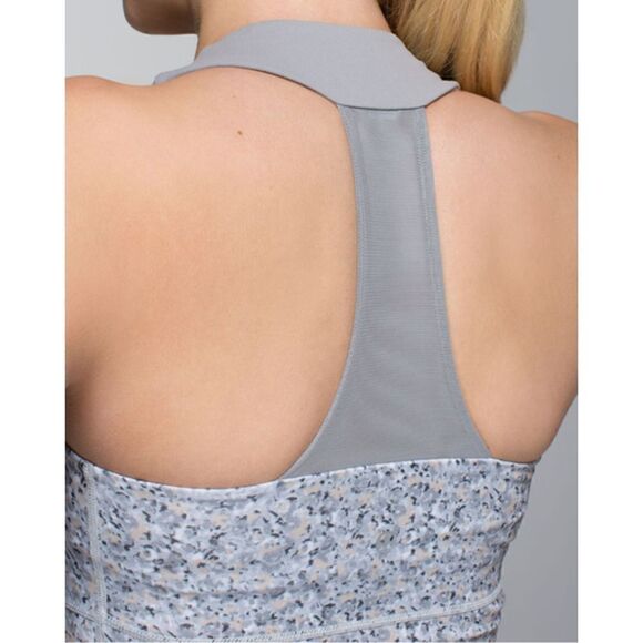 Lululemon Scoop Neck Tank Luon Petite Fleur Silver Spoon Ambient Grey Size 10 - Picture 6 of 14